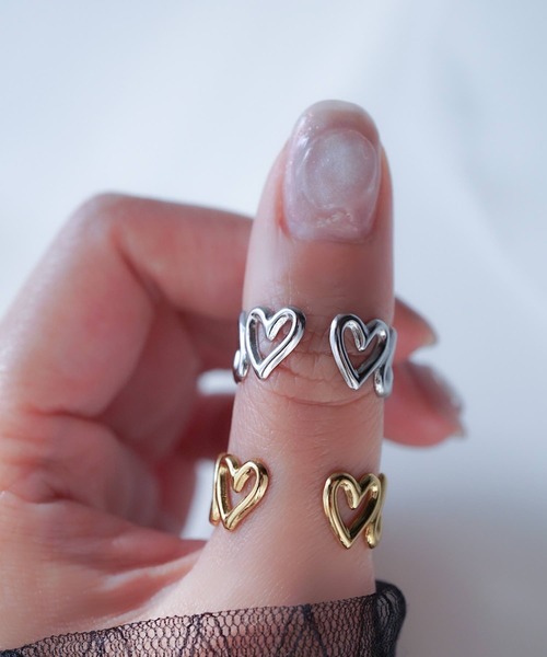 CERCA(チェルカ)の「saran jewelry/サイズ調節可能 ハート透かし 2way リング/アレルギー対応(リング・レディース・ゴールド/シルバー・FREE)」の11枚目の写真