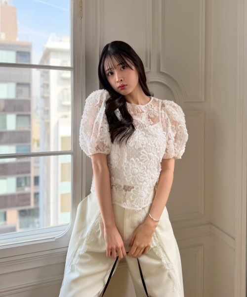 トップス FLOWER BALLOON TULLE BOLERO (CREAM) トップス FLOWER BALLOON TULLE BOLERO (CREAM) Flower Balloon Cami Top