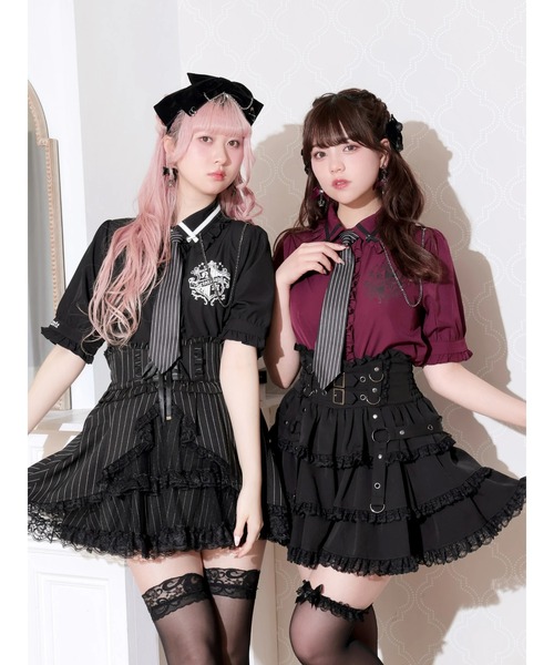 NOEMIE(ノエミー)の「ストライプネクタイブラウス(シャツ/ブラウス・レディース・ワインレッド/オフホワイト/ブラック・M)」の14枚目の写真