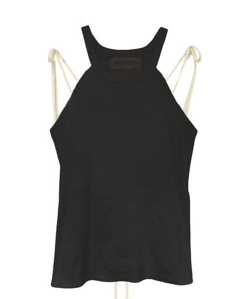 HONEY MI HONEY（ハニーミーハニー）の「rib ribbon halter tops（タンクトップ・レディース・ブラック/グレー/ブラック×ホワイト/ホワイト・FREE）」の4枚目の写真