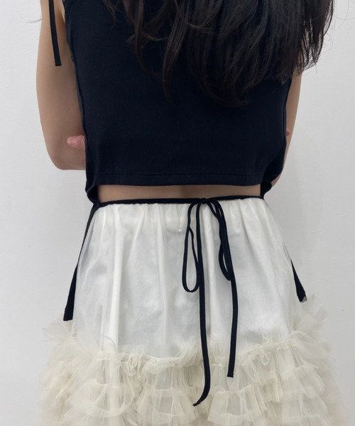 HONEY MI HONEY（ハニーミーハニー）の「rib ribbon halter tops（タンクトップ・レディース・ブラック/グレー/ブラック×ホワイト/ホワイト・FREE）」の18枚目の写真