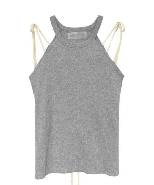 HONEY MI HONEY（ハニーミーハニー）の「rib ribbon halter tops（タンクトップ・レディース・ブラック/グレー/ブラック×ホワイト/ホワイト・FREE）」の22枚目の写真