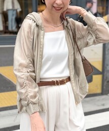 MICO COULIER（ミコクリエ）の「オーガンジーグログランフードブルゾン（ブルゾン）」