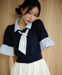 Seemi. byNICECLAUP（ シーミーバイナイスクラップ）の「刺しゅう入り配色襟ニット（ニット/セーター）」