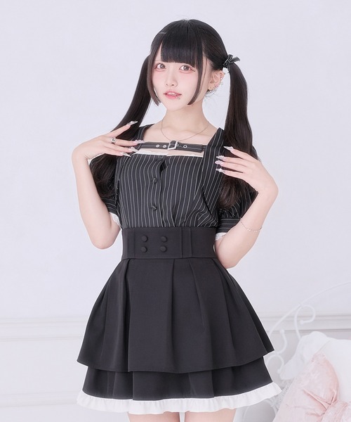 Pal elfy(パルエルフィー)の「ベルト付きストライプパフスリーブブラウス(シャツ/ブラウス・レディース・ブラック系その他/グレー・フリー)」の6枚目の写真