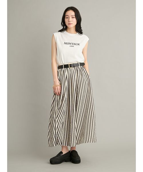 Mila Owen(ミラオーウェン)の「グラフィックノースリーブTシャツ(Tシャツ/カットソー・レディース・ホワイト/ミント/ベージュ/チャコールグレー・F)」の12枚目の写真