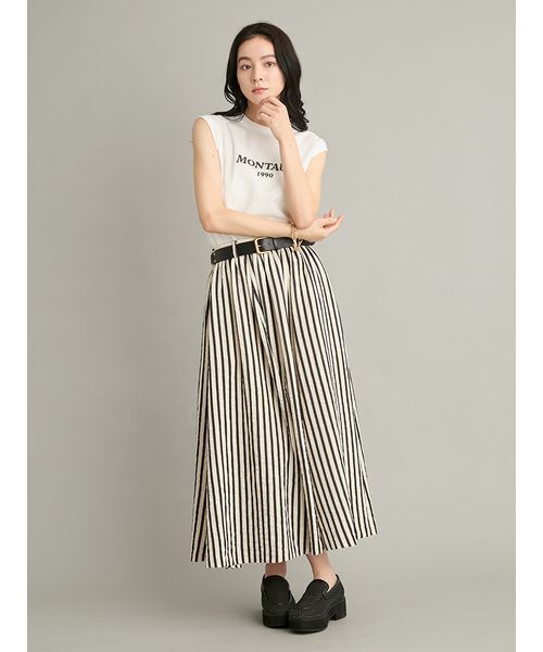 Mila Owen(ミラオーウェン)の「グラフィックノースリーブTシャツ(Tシャツ/カットソー・レディース・ホワイト/ミント/ベージュ/チャコールグレー・F)」の11枚目の写真