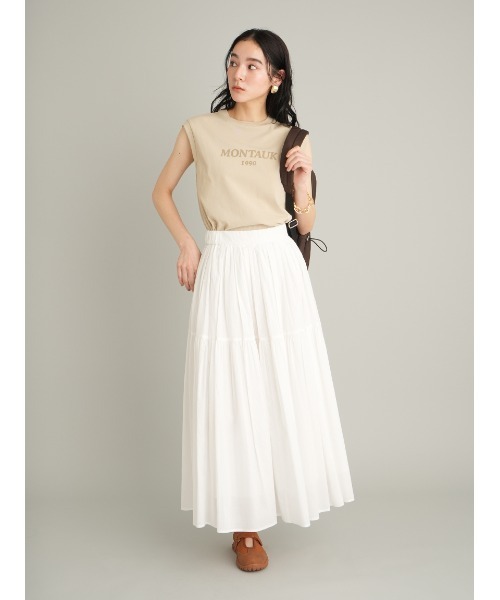 Mila Owen(ミラオーウェン)の「グラフィックノースリーブTシャツ(Tシャツ/カットソー・レディース・ホワイト/ミント/ベージュ/チャコールグレー・F)」の9枚目の写真