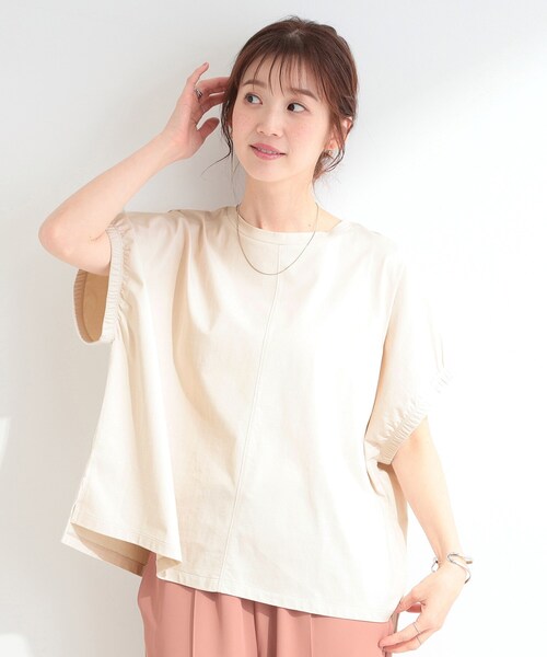 SHOO・LA・RUE(シューラルー)の「【ひんやり/洗濯機可】シンプルにこなれて見せる お袖ギャザードルマンTシャツ(Tシャツ/カットソー・レディース・ライトベージュ/オレンジ/ホワイト系5/チャコールグレー・00)」の14枚目の写真