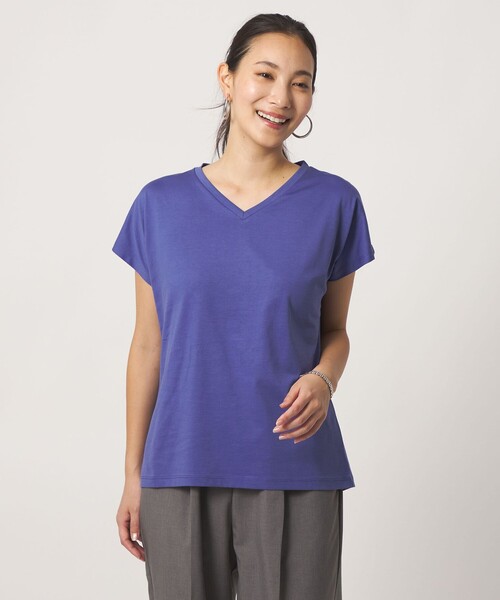 A DAY IN THE LIFE UNITED ARROWS(アデイインザライフユナイテッドアローズ)の「テンジク Vネック Tシャツ <A DAY IN THE LIFE>(Tシャツ/カットソー・レディース・オフホワイト/コバルトブルー/ダークグレー/その他1・FREE)」の3枚目の写真