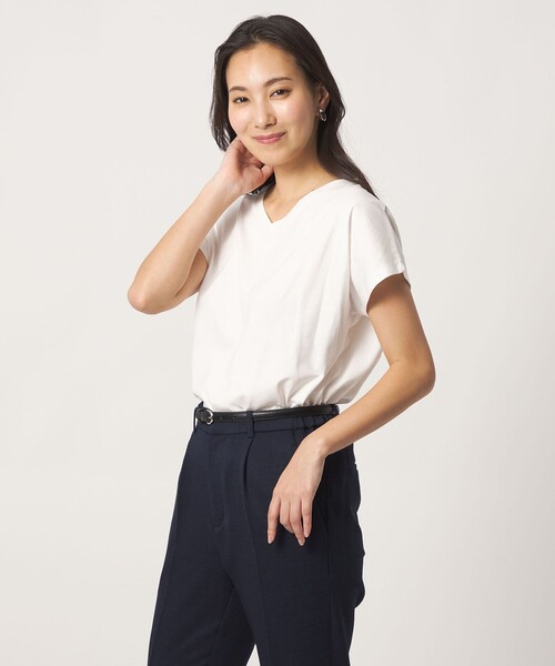 A DAY IN THE LIFE UNITED ARROWS(アデイインザライフユナイテッドアローズ)の「テンジク Vネック Tシャツ <A DAY IN THE LIFE>(Tシャツ/カットソー・レディース・オフホワイト/コバルトブルー/ダークグレー/その他1・FREE)」の7枚目の写真