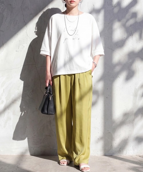 SELECT LEVERY(セレクトリベリー)の「接触冷感 スムース ドルマン プルオーバー(Tシャツ/カットソー・レディース・オフホワイト/ブラウン/グリーン/ブラック・LARGE/MEDIUM)」の16枚目の写真