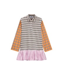 MSGM（エムエスジーエム）の「ストライプ ジャージー ポロネック ミニドレス（ワンピース）」