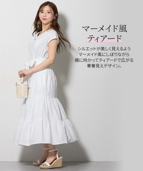 Nissen glamor(ニッセングラマー)の「【大きい胸専用】インド綿100% フレンチスリーブ フレアワンピース(リボン付)(ワンピース・レディース・ピンク/ダークネイビー/オフホワイト・M/L/LL)」の15枚目の写真