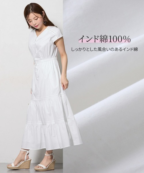Nissen glamor(ニッセングラマー)の「【大きい胸専用】インド綿100% フレンチスリーブ フレアワンピース(リボン付)(ワンピース・レディース・ピンク/ダークネイビー/オフホワイト・M/L/LL)」の18枚目の写真