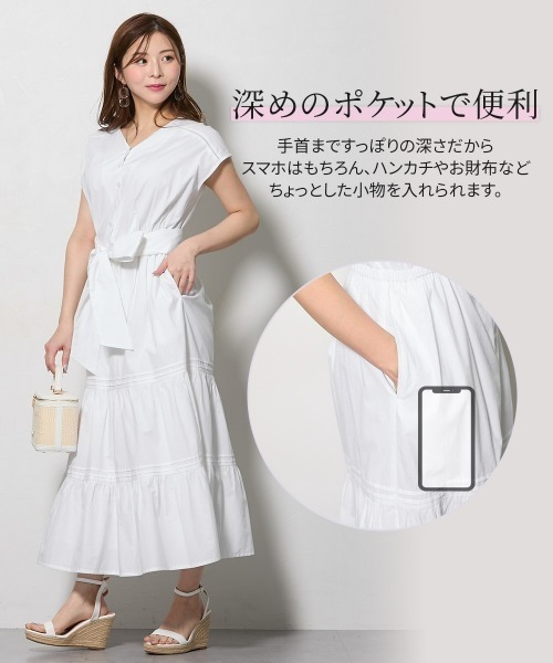 Nissen glamor(ニッセングラマー)の「【大きい胸専用】インド綿100% フレンチスリーブ フレアワンピース(リボン付)(ワンピース・レディース・ピンク/ダークネイビー/オフホワイト・M/L/LL)」の19枚目の写真