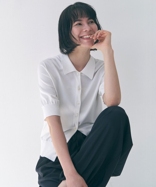 UNFILO(アンフィーロ)の「スゴ機能美ニット 衿付カーディガン(カーディガン/ボレロ・レディース・ネイビー系/ホワイト系/ブラック系/ダークブラウン系・MEDIUM/SMALL)」の8枚目の写真