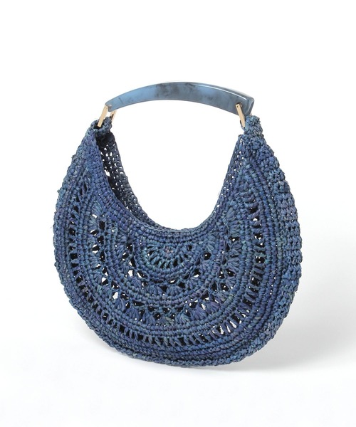 Andemiu（アンデミュウ）の「【LE VERNIS】ラフィアムーンBAG635418（かごバッグ・レディース・ブルー系その他/ベージュ・FREE）」の2枚目の写真