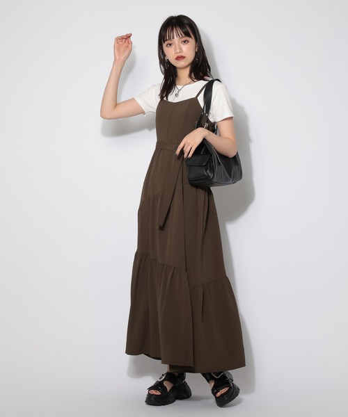 PAGEBOY(ページボーイ)の「ウエストベルトキャミワンピース(ワンピース・レディース・ブラウン/ブラック/グレー系その他・FREE)」の3枚目の写真