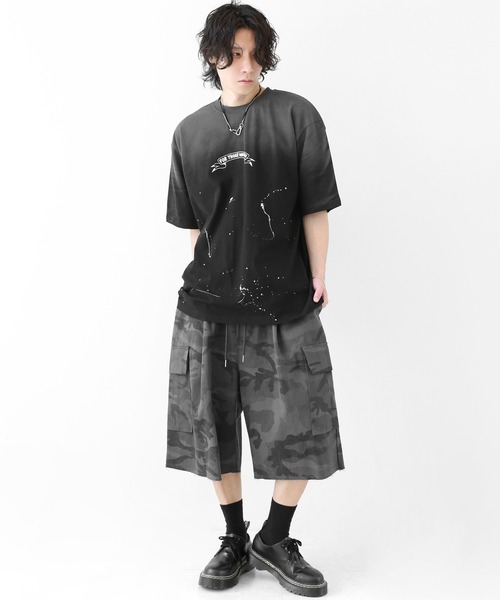 minsobi（ミンソビ）の「グラデーションペイント スプラッシュ ルーズ半袖Tシャツ ユニセックス（Tシャツ/カットソー・メンズ・ブラック/ホワイト・FREE）」の11枚目の写真