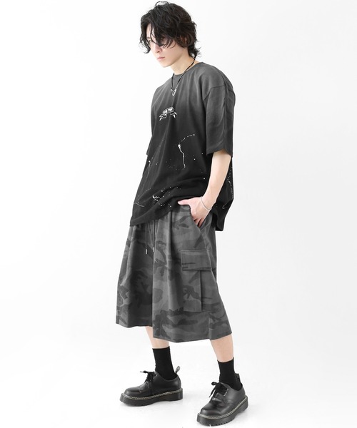 minsobi（ミンソビ）の「グラデーションペイント スプラッシュ ルーズ半袖Tシャツ ユニセックス（Tシャツ/カットソー・メンズ・ブラック/ホワイト・FREE）」の13枚目の写真