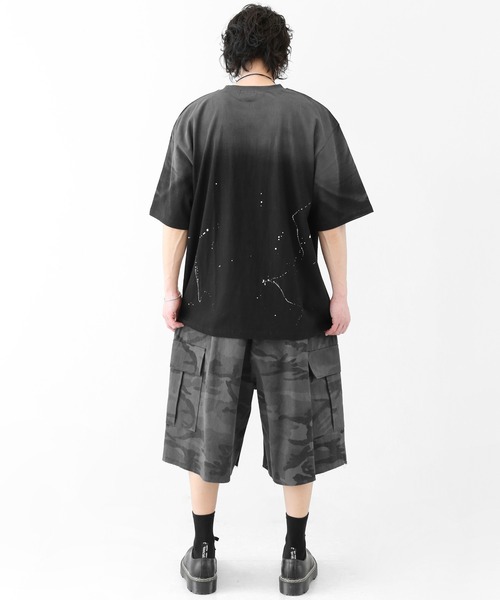 minsobi（ミンソビ）の「グラデーションペイント スプラッシュ ルーズ半袖Tシャツ ユニセックス（Tシャツ/カットソー・メンズ・ブラック/ホワイト・FREE）」の14枚目の写真