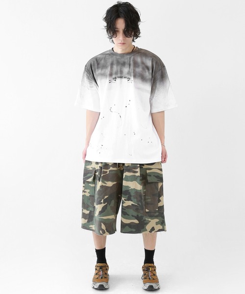 minsobi（ミンソビ）の「グラデーションペイント スプラッシュ ルーズ半袖Tシャツ ユニセックス（Tシャツ/カットソー・メンズ・ブラック/ホワイト・FREE）」の15枚目の写真