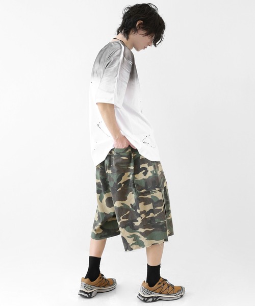 minsobi（ミンソビ）の「グラデーションペイント スプラッシュ ルーズ半袖Tシャツ ユニセックス（Tシャツ/カットソー・メンズ・ブラック/ホワイト・FREE）」の16枚目の写真