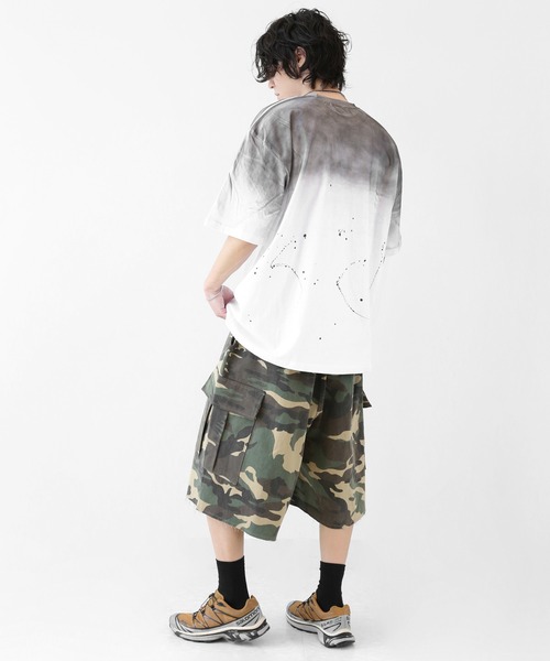 minsobi（ミンソビ）の「グラデーションペイント スプラッシュ ルーズ半袖Tシャツ ユニセックス（Tシャツ/カットソー・メンズ・ブラック/ホワイト・FREE）」の18枚目の写真