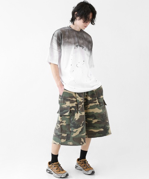 minsobi（ミンソビ）の「グラデーションペイント スプラッシュ ルーズ半袖Tシャツ ユニセックス（Tシャツ/カットソー・メンズ・ブラック/ホワイト・FREE）」の19枚目の写真