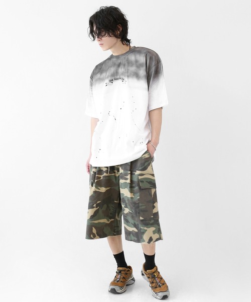 minsobi（ミンソビ）の「グラデーションペイント スプラッシュ ルーズ半袖Tシャツ ユニセックス（Tシャツ/カットソー・メンズ・ブラック/ホワイト・FREE）」の3枚目の写真