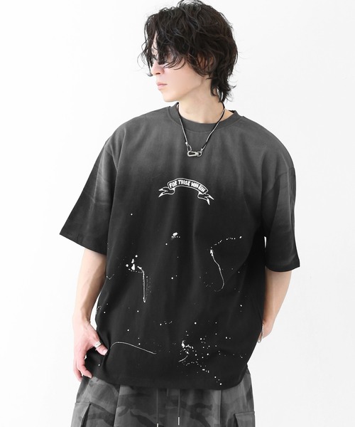minsobi（ミンソビ）の「グラデーションペイント スプラッシュ ルーズ半袖Tシャツ ユニセックス（Tシャツ/カットソー・メンズ・ブラック/ホワイト・FREE）」の22枚目の写真