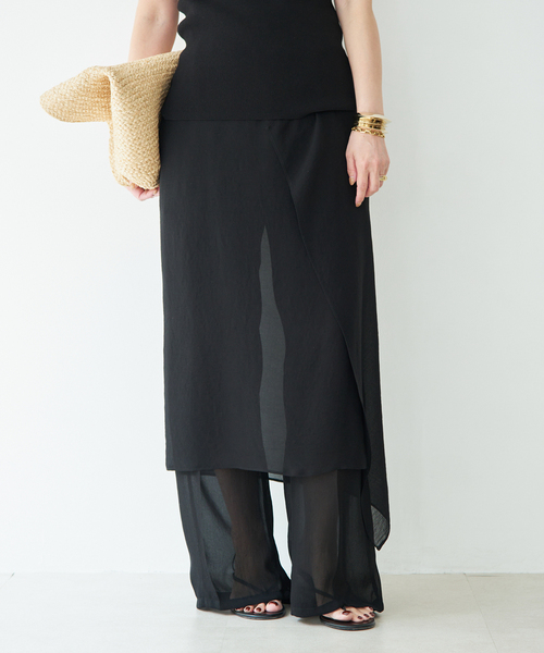 Deuxieme Classe(ドゥーズィエムクラス)の「トリアセシフォン WRAP SKIRT(スカート・レディース・ブラック・38/36)」の2枚目の写真