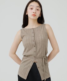 rib button no sleeve tops（リブボタンノースリーブトップス）