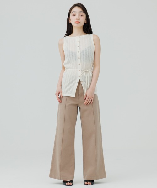 SENEE(セニー)の「rib button no sleeve tops(リブボタンノースリーブトップス)(Tシャツ/カットソー・レディース・ブラウン/アイボリー/ブラック・FREE)」の22枚目の写真