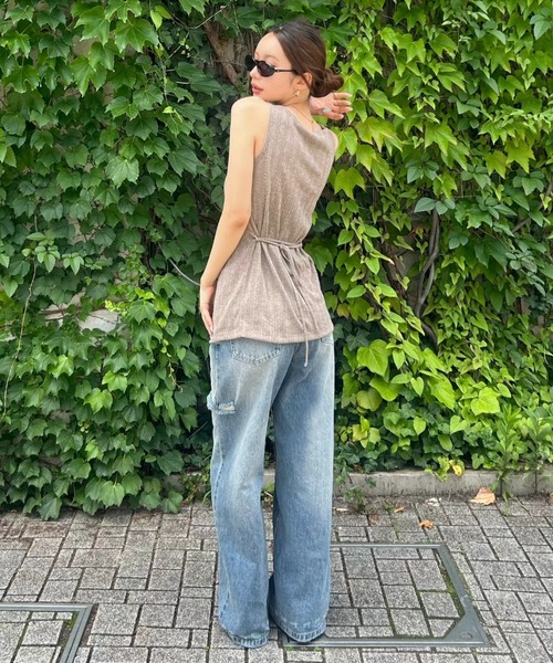 SENEE(セニー)の「rib button no sleeve tops(リブボタンノースリーブトップス)(Tシャツ/カットソー・レディース・ブラウン/アイボリー/ブラック・FREE)」の14枚目の写真