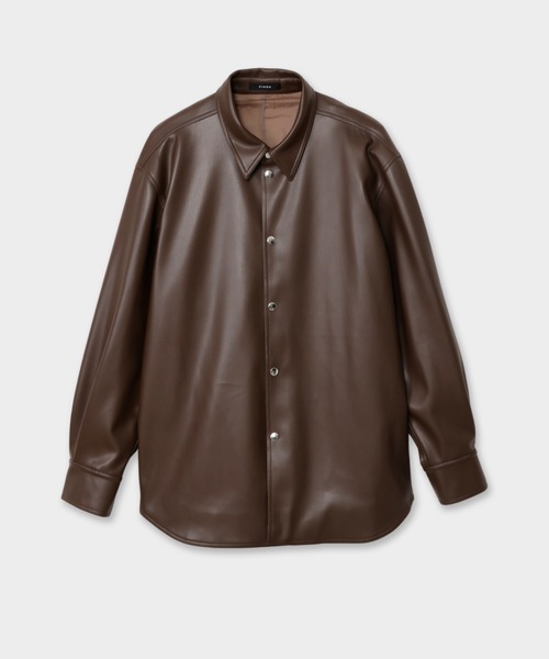 CINOH（チノ）の「SYNTHETIC LEATHER SHIRT（シャツ/ブラウス・メンズ・ブラック/ブラウン・46/44）」の2枚目の写真