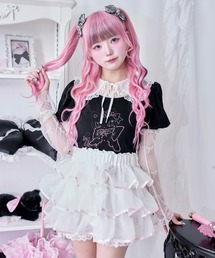 Magia Charm（マギアチャーム）の「フリルカラーリボン柄シアーロンT（Tシャツ/カットソー）」