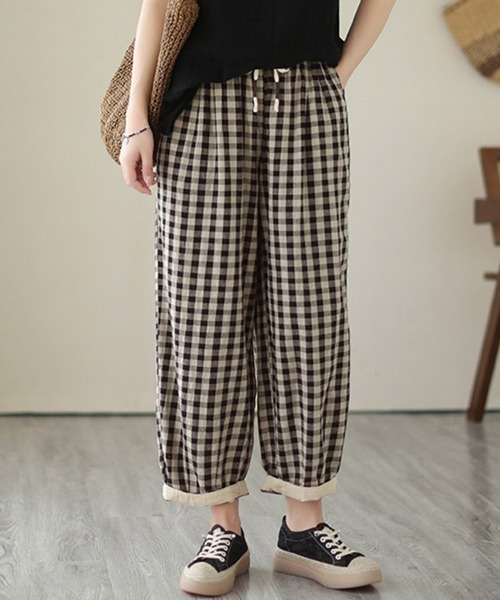 ONEP STAR（ワンピスター）の「チェック柄ワイドパンツ（その他パンツ・レディース・ブラック・X-LARGE/LARGE/MEDIUM）」の5枚目の写真