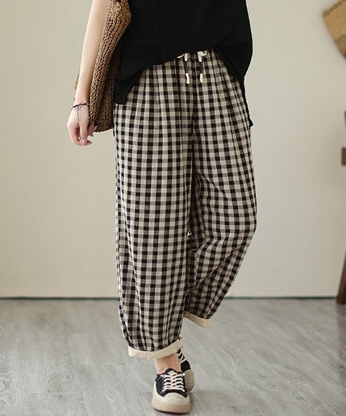 ONEP STAR（ワンピスター）の「チェック柄ワイドパンツ（その他パンツ・レディース・ブラック・X-LARGE/LARGE/MEDIUM）」の7枚目の写真