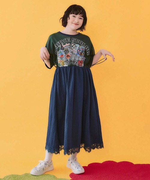 ScoLar（スカラー）の「162658：レース付き アメリカン風スカラーちゃん配色ワンピース（ワンピース・レディース・レッド/ネイビー/グリーン・M）」の22枚目の写真