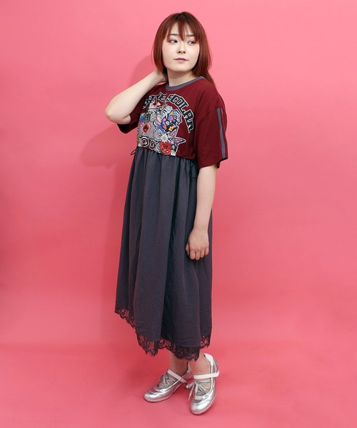 ScoLar（スカラー）の「162658：レース付き アメリカン風スカラーちゃん配色ワンピース（ワンピース・レディース・レッド/ネイビー/グリーン・M）」の20枚目の写真
