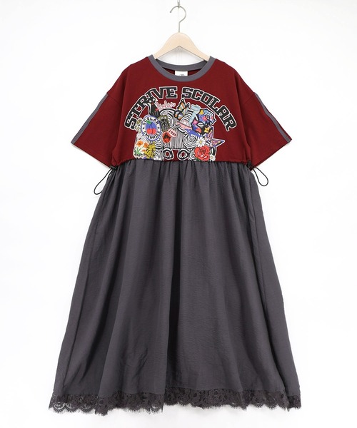 ScoLar（スカラー）の「162658：レース付き アメリカン風スカラーちゃん配色ワンピース（ワンピース・レディース・レッド/ネイビー/グリーン・M）」の12枚目の写真