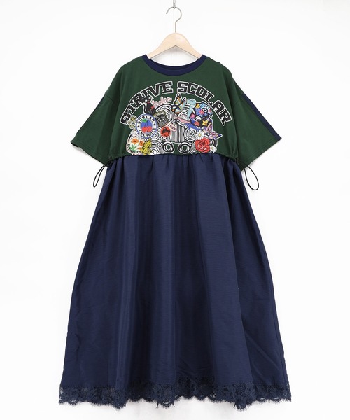 ScoLar（スカラー）の「162658：レース付き アメリカン風スカラーちゃん配色ワンピース（ワンピース・レディース・レッド/ネイビー/グリーン・M）」の15枚目の写真