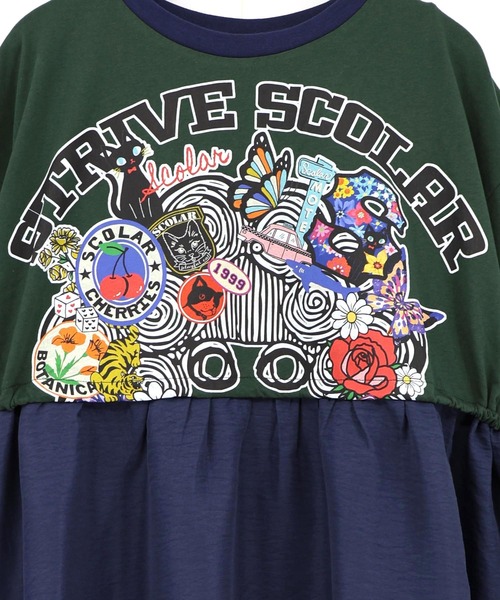 ScoLar（スカラー）の「162658：レース付き アメリカン風スカラーちゃん配色ワンピース（ワンピース・レディース・レッド/ネイビー/グリーン・M）」の4枚目の写真