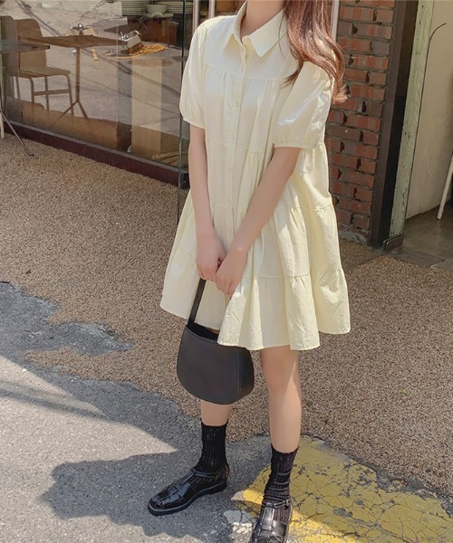 LUCPY(ラクピー)の「ティアードシャツミニワンピース(ワンピース・レディース・ホワイト/ブルー・X-LARGE/LARGE/MEDIUM)」の6枚目の写真