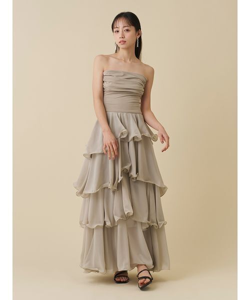 SNIDEL(スナイデル)の「ティアードドッキングカットベアワンピース(ワンピース・レディース・カーキ/オフホワイト/ブラック・0/1)」の14枚目の写真