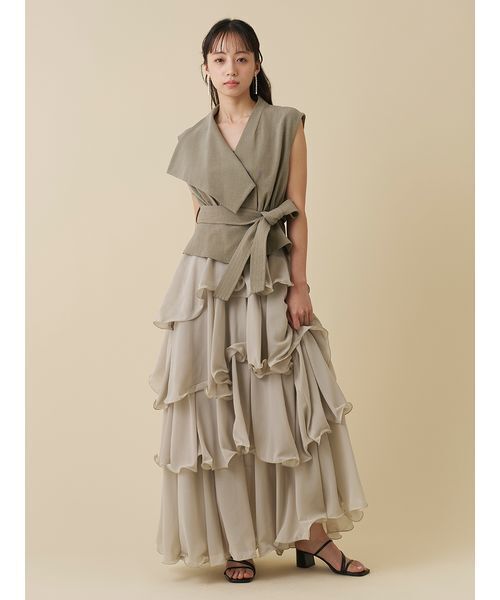 SNIDEL(スナイデル)の「ティアードドッキングカットベアワンピース(ワンピース・レディース・カーキ/オフホワイト/ブラック・0/1)」の21枚目の写真