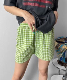 ギンガムチェック ショートパンツ トップス ショート・ひざ上丈」に