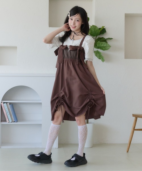 kutir（クティール）の「ドロストリボンミニジャンパースカート/キャミワンピース（ジャンパースカート・レディース・ブラウン/ブラック/アイボリー・FREE）」の12枚目の写真